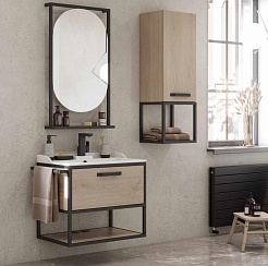 Акватон Мебель для ванной Лофт Фабрик 65 дуб кантри с раковиной Фабиа – фотография-3